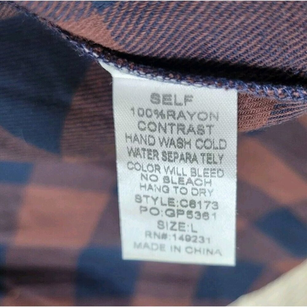 Kori Plaid Blazer Jacket size Large Lightweight Red Open Front Drape Flannel - Picture 7 of 7